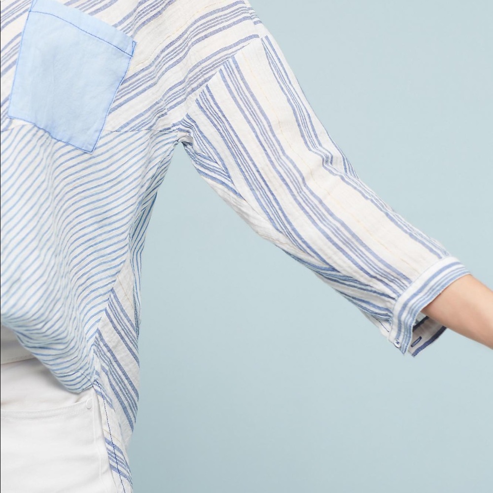 HP ๐ Anthropologie Holding Horses Blue Stripe Top - Picture 2 of 5